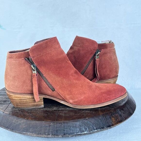 Sam Edelman Booties Womens 9 Packer Rust Suede Leather Stacked Heel Ankle - Picture 8 of 13